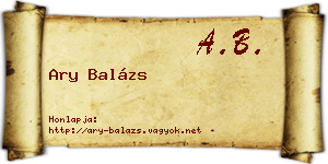 Ary Balázs névjegykártya