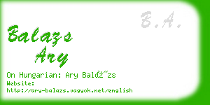 balazs ary business card